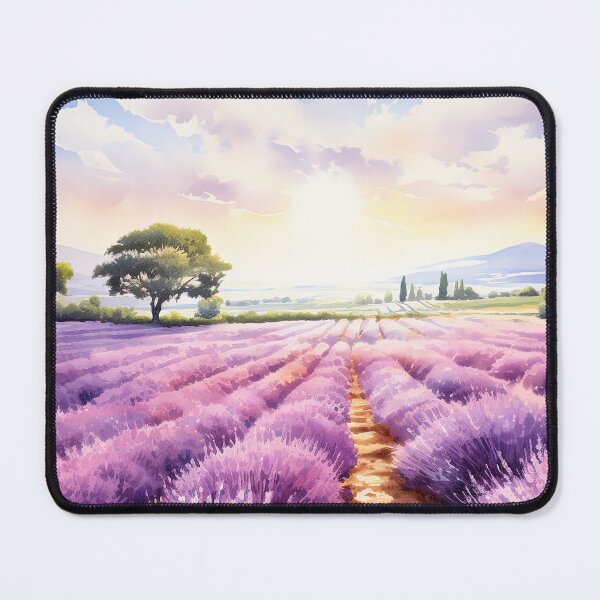Item preview, Fields of lavender at sunset - Watercolor landscape painting designed and sold by TheArtistOf2022.