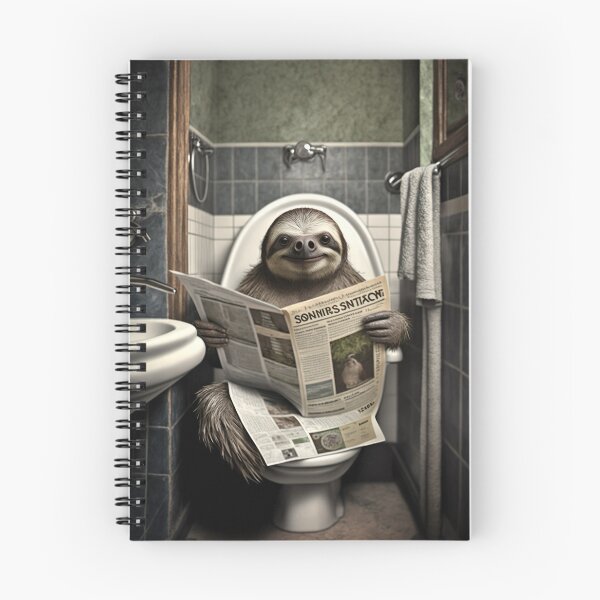 Item preview, Sloth Sitting on the Toilet Reading a Newspaper designed and sold by CheekyAnimalz.