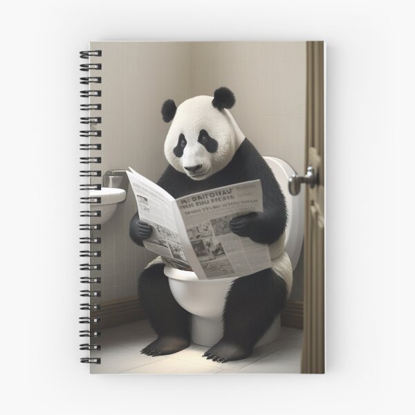 Item preview, Panda Sitting on the Toilet Reading a Newspaper designed and sold by CheekyAnimalz.