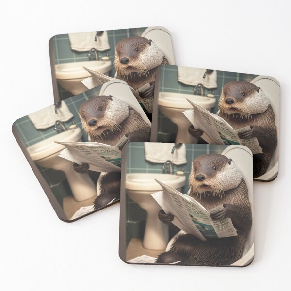 Item preview, Otter Sitting on the Toilet Reading a Newspaper designed and sold by CheekyAnimalz.