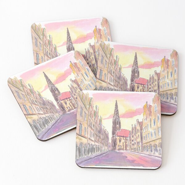 Item preview, Münster Germany Old Town Prinzipalmarkt Scene at Dusk designed and sold by artshop77.