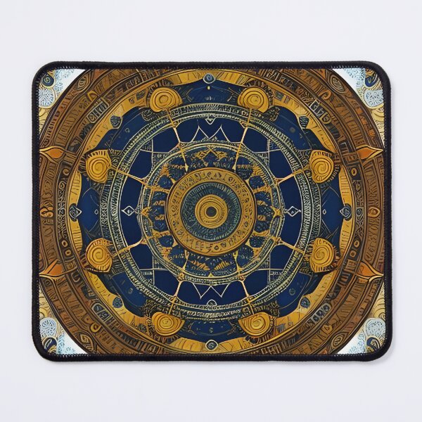 Item preview, Ethnic Mandala in Blue and Gold Tones designed and sold by MandalasShops.