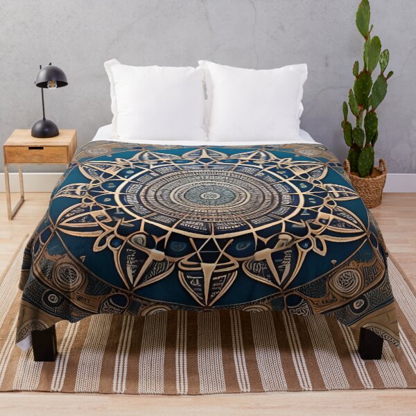 Artikelvorschau, Geometrisches Mandala mit Türkis- und Goldton entworfen und verkauft von MandalasShops.