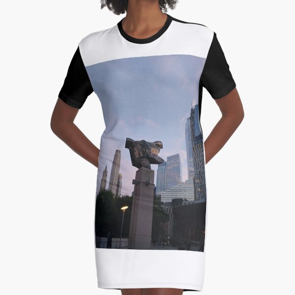 #Chambers, #Happiness, #Building, #Skyscraper, #NewYork, #Manhattan, #Street, #Pedestrians, #Cars, #Towers, #morning, #trees, #subway, #station, #Spring, #flowers, #Brooklyn  Graphic T-Shirt Dress