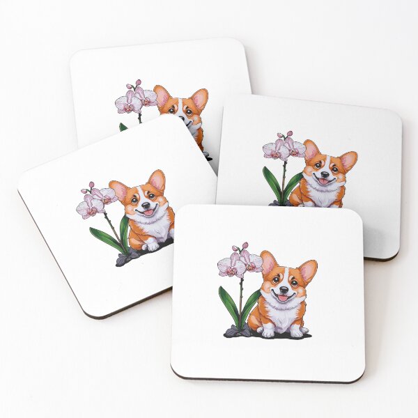 Item preview, Cute Corgi with Orchidea designed and sold by MaateoDesign.