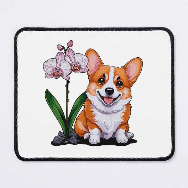 Item preview, Cute Corgi with Orchidea designed and sold by MaateoDesign.
