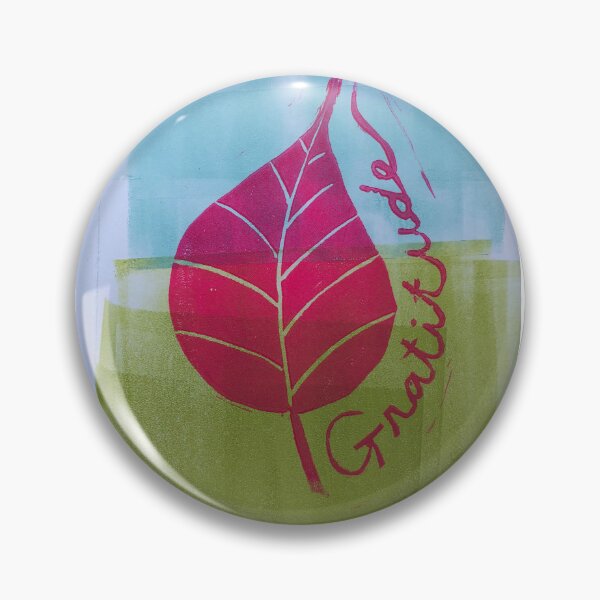 Item preview, Gratitude with Bodhi Leaf in Pink, blue, green, lino cut print designed and sold by lovehopeheart.