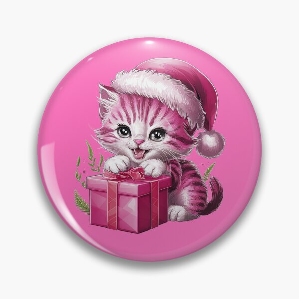 Item preview, Pink Christmas Kitty Playing With Present | Pink designed and sold by PinkGoddessLove.