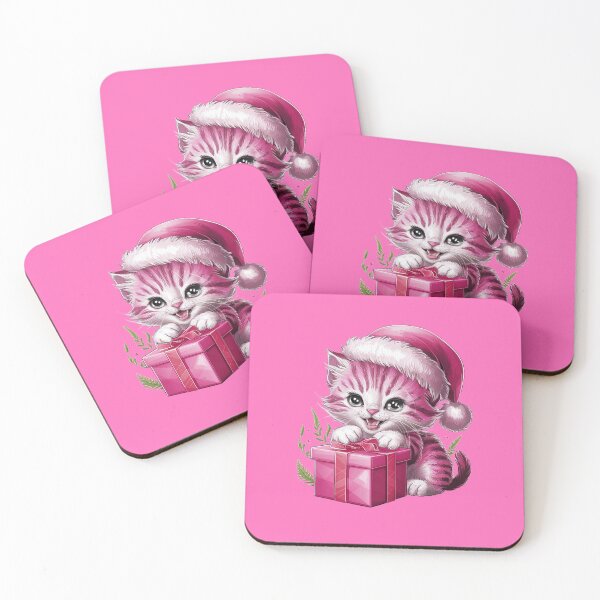 Item preview, Pink Christmas Kitty Playing With Present | Pink designed and sold by PinkGoddessLove.