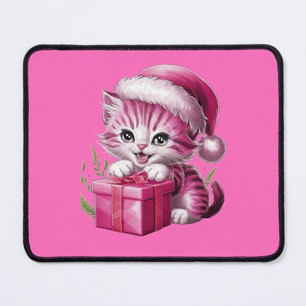 Item preview, Pink Christmas Kitty Playing With Present | Pink designed and sold by PinkGoddessLove.