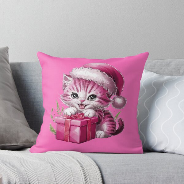 Item preview, Pink Christmas Kitty Playing With Present | Pink designed and sold by PinkGoddessLove.