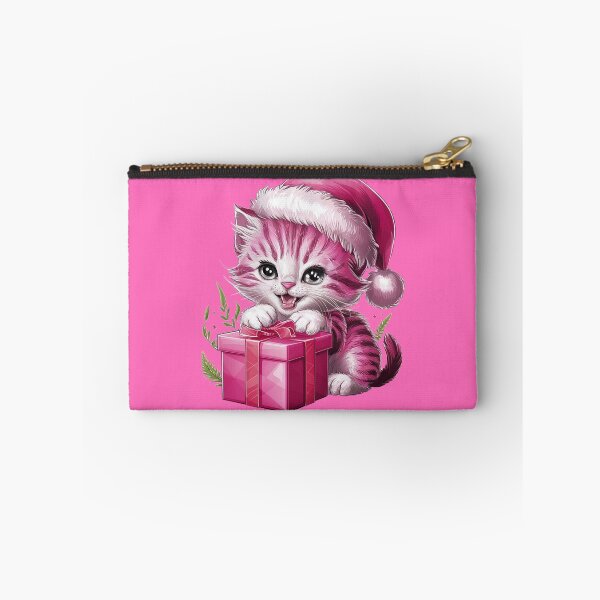 Item preview, Pink Christmas Kitty Playing With Present | Pink designed and sold by PinkGoddessLove.