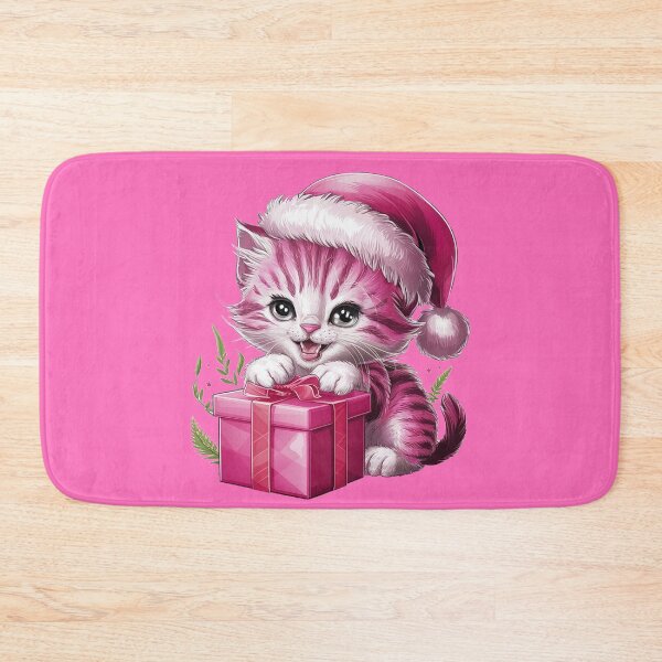 Item preview, Pink Christmas Kitty Playing With Present | Pink designed and sold by PinkGoddessLove.