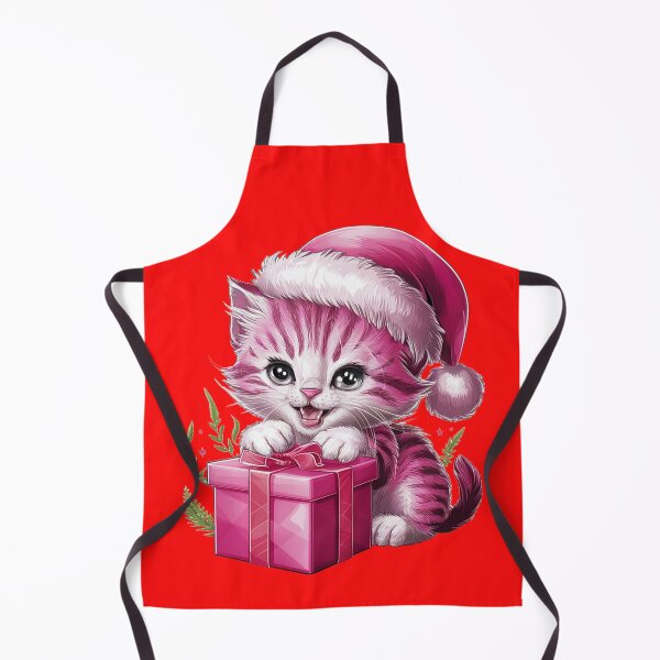 Item preview, Pink Christmas Kitty Playing With Present | Red designed and sold by PinkGoddessLove.
