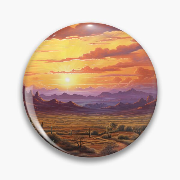 Item preview, Majestic sunrise over desert with plants - Landscape painting designed and sold by TheArtistOf2022.