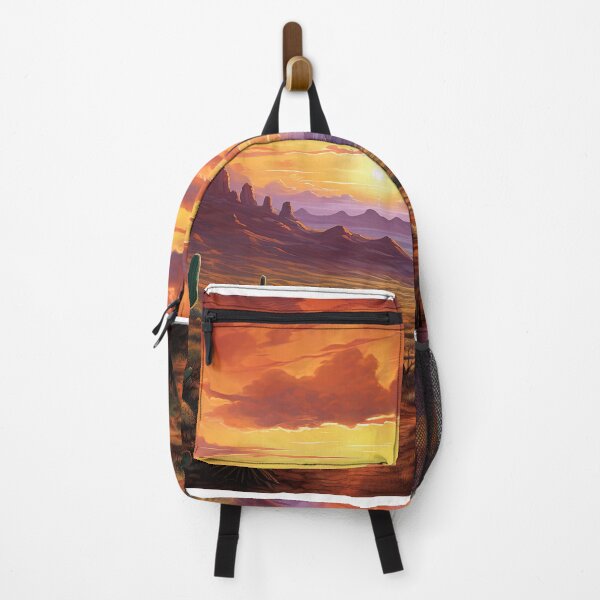 Item preview, Majestic sunrise over desert with plants - Landscape painting designed and sold by TheArtistOf2022.