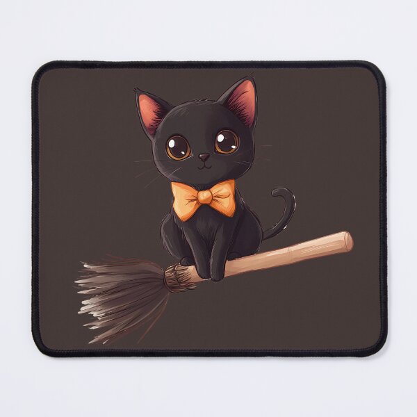 Item preview, Cat Riding on a Witch's Broom designed and sold by LarkspurAndTea.