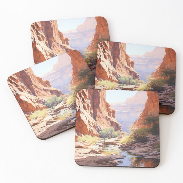 Item preview, Grand Canyon river scene with autumn trees at sunset - Landscape painting designed and sold by TheArtistOf2022.