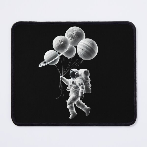 Item preview, Monochrome Astronaut with Planet Balloons designed and sold by Blink Art Studio.