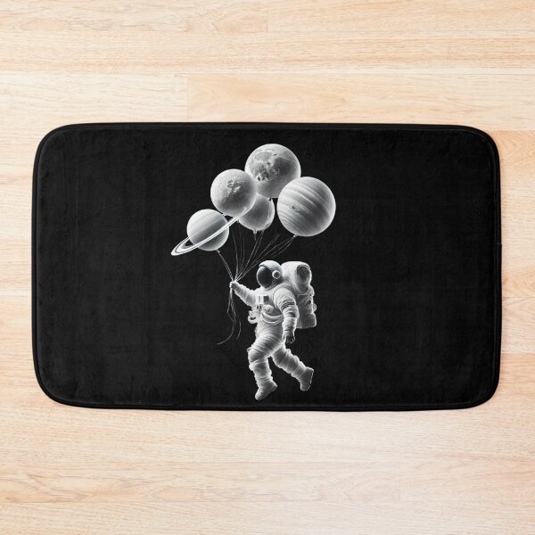 Item preview, Monochrome Astronaut with Planet Balloons designed and sold by Blink Art Studio.