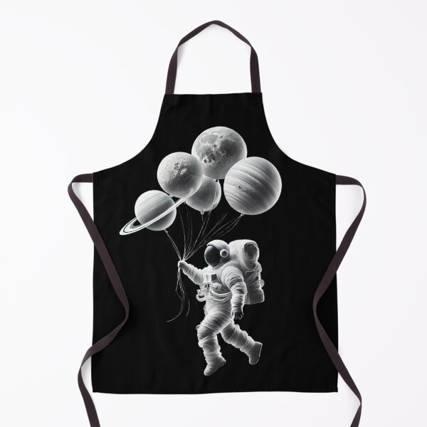 Item preview, Monochrome Astronaut with Planet Balloons designed and sold by Blink Art Studio.