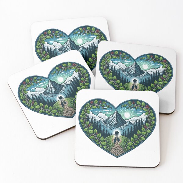 Item preview, People with backpacks hiking through a mountainous landscape. designed and sold by VisualHut.