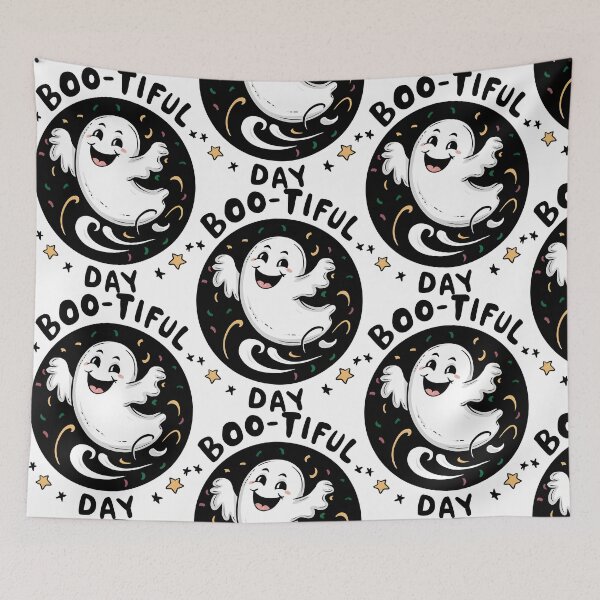 Item preview, BOO-TIFUL DAY: A Ghostly Celebration in Black, White, Purple, and Red designed and sold by SplashTastic.