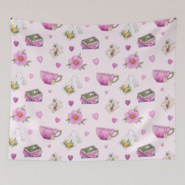 Item preview, Tea Party for One Pattern - pink designed and sold by Ellen Wilberg.