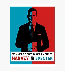 Winners don't make excuses - Harvey Specter Quotes - Suits Photographic Print