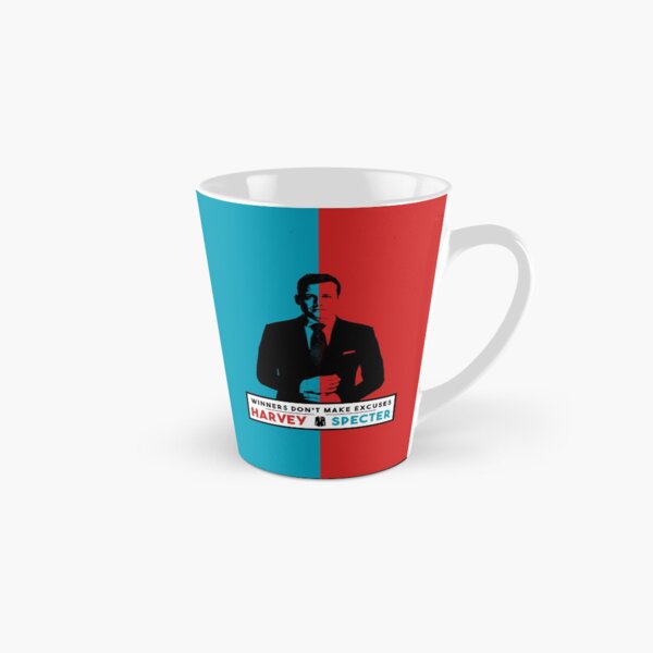 Los ganadores no ponen excusas - Harvey Spectre Quotes - Trajes Taza cónica