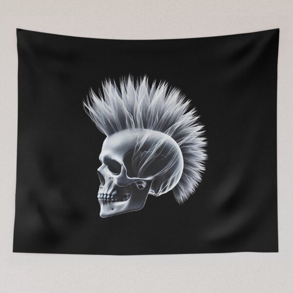 Artikelvorschau, Totenkopf mit Irokesenschnitt entworfen und verkauft von Blink Art Studio.
