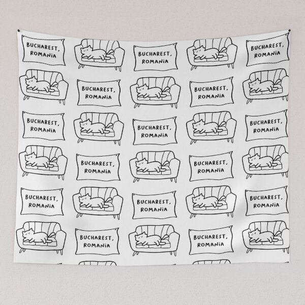 Item preview, Bucharest, Romania | A Cute Cat Sleeping Peacefully on a Cozy Couch Illustration designed and sold by RM-Journey.