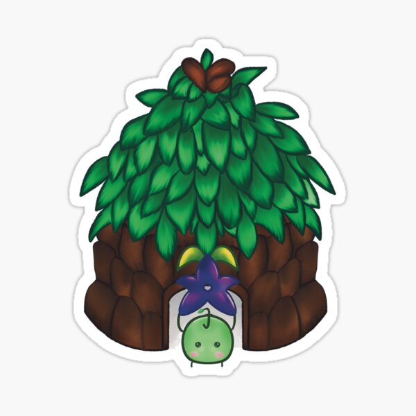 Aperçu de l'œuvre Cabane Junimo et illustration de Stardrop Junimo créée et vendue par VibeFae.