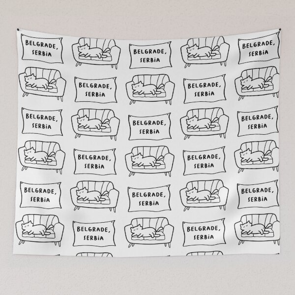 Item preview, Belgrade, Serbia | A Cute Cat Sleeping Peacefully on a Cozy Couch Illustration designed and sold by RM-Journey.