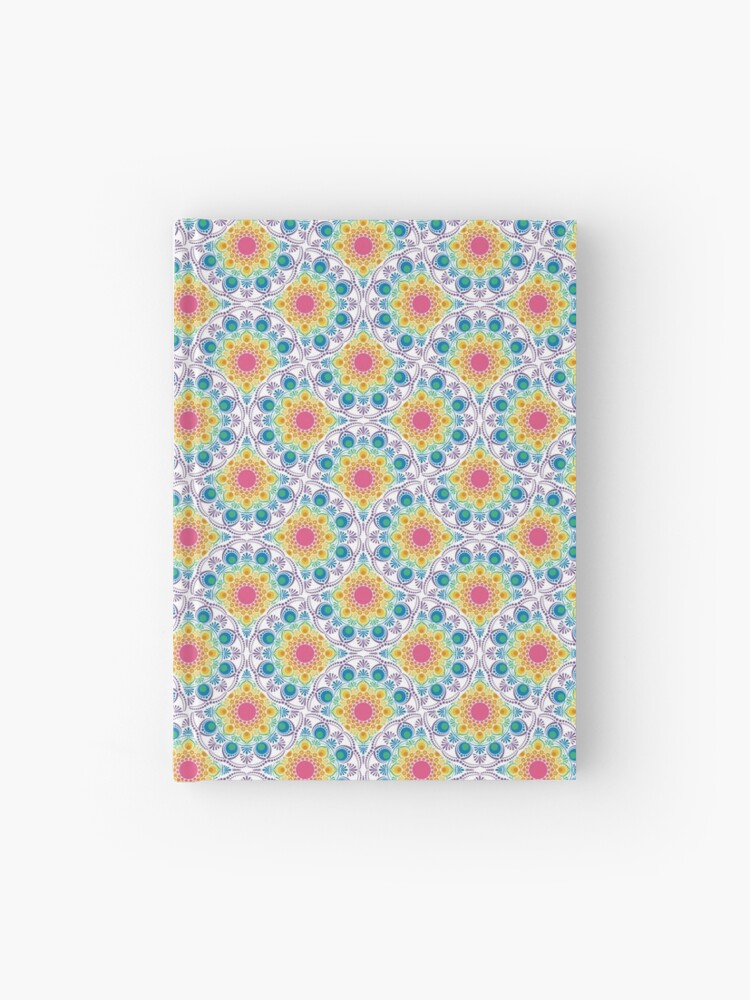 Journal, White Maximalist Rainbow Fountain Art Deco Fans designed and sold by Triplicate Limited