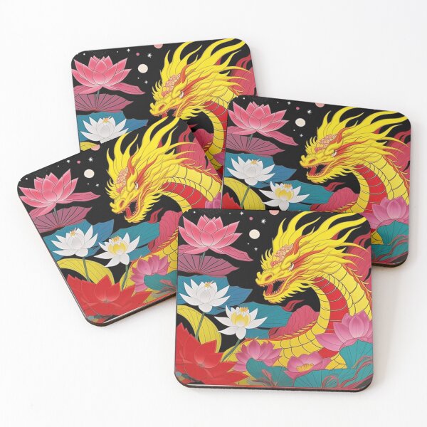 Item preview, Yellow dragon and lotus  designed and sold by Roxburylane.