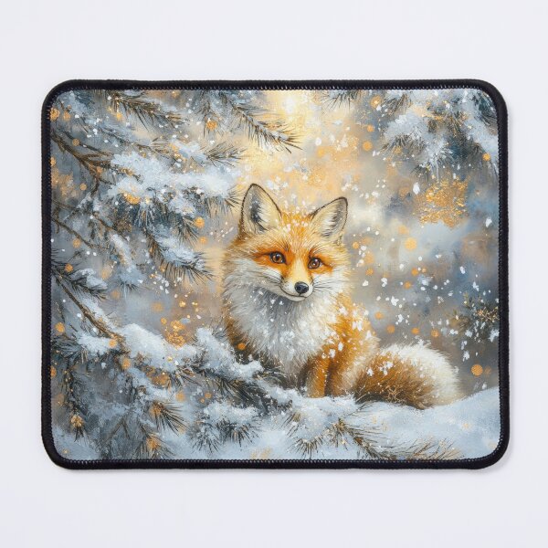 Item preview, Adorable Fox in Snowy Forest - Christmas Watercolor Painting designed and sold by MargaretWiktor.
