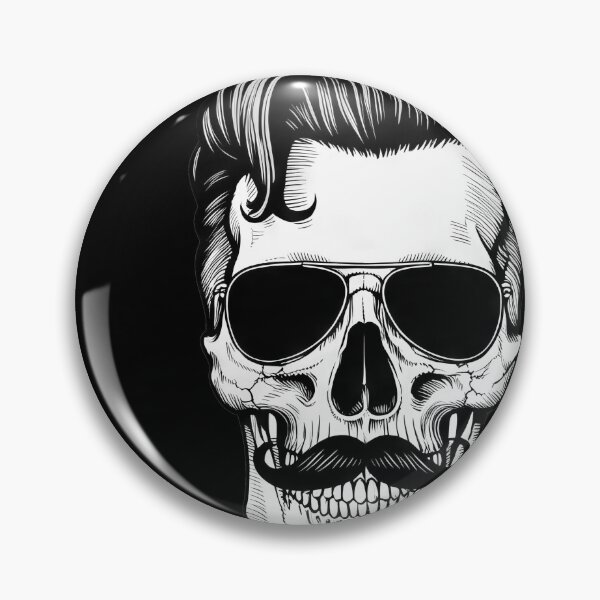 Item preview, Hipster Skull with Hair Black White designed and sold by pauloss.