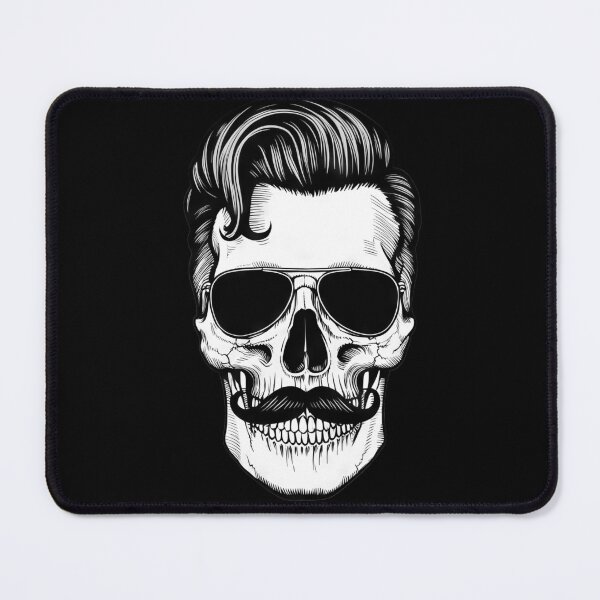 Item preview, Hipster Skull with Hair Black White designed and sold by pauloss.