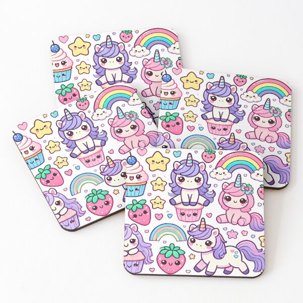 Item preview, Adorable Pink Unicorn Cupcakes with Rainbow Party Vibes Collection designed and sold by KawaiiCherryPie.