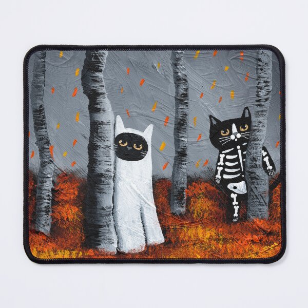 Item preview, Ghost and Skellie Cat in the Woods designed and sold by KilkennyCat Art.