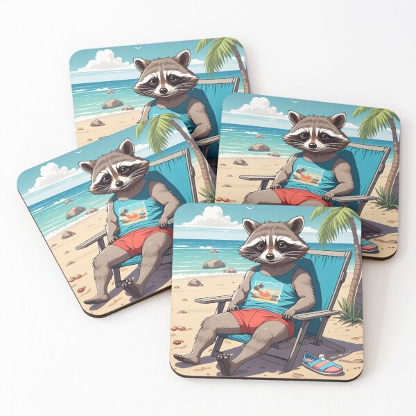 Item preview, Racoon on the beach designed and sold by TuduBein.