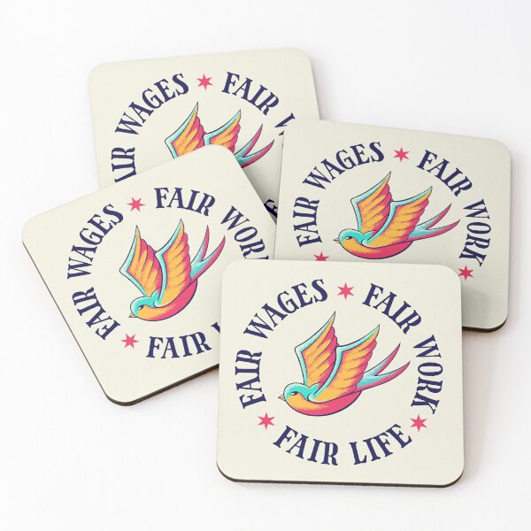 Item preview, Fair Wages Fair Work Fair Life - Swallow Traditional American Flash designed and sold by Picket Club.