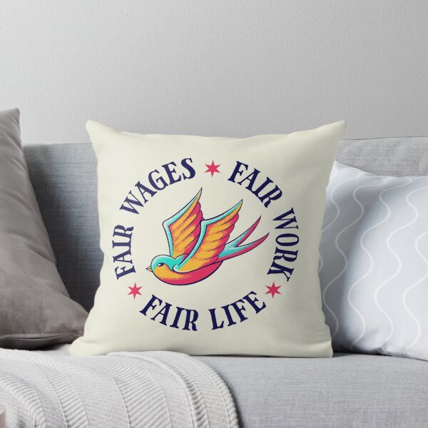 Item preview, Fair Wages Fair Work Fair Life - Swallow Traditional American Flash designed and sold by Picket Club.