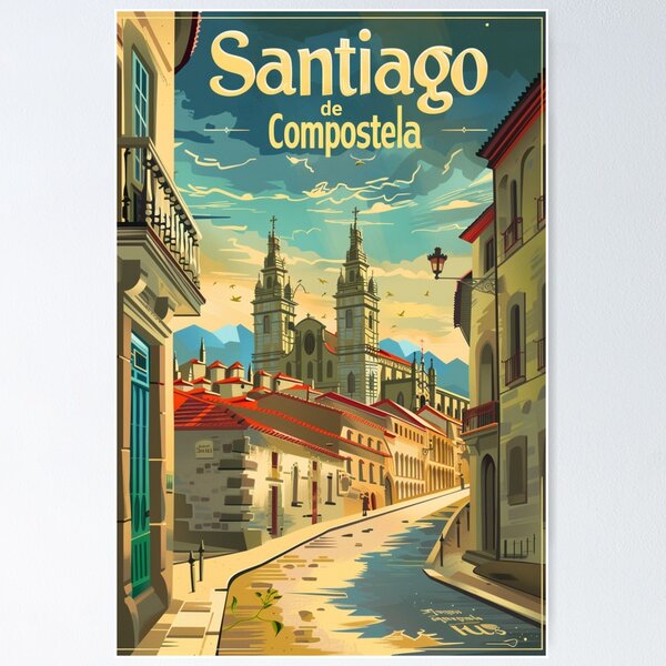 Artikel-Vorschau von Eine Vintage-Reisekunst von Santiago de Compostela, designt und verkauft von GoodOldVintage.