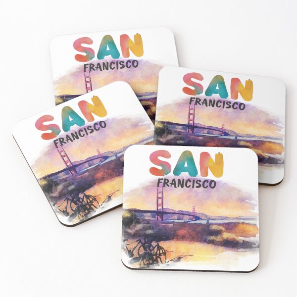 Item preview, San Francisco, Golden Gate Bridge (watercolor w/ text) designed and sold by DJ45Artworks.