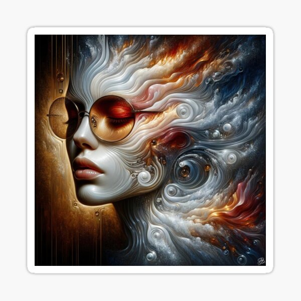 Fiery Sunset and Cosmic Harmony Sticker
