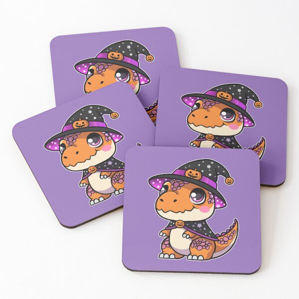 Item preview, Cute Kawaii Dinosaur with Witch Hat | Halloween Cartoon Dino Art designed and sold by DinoTropolis.