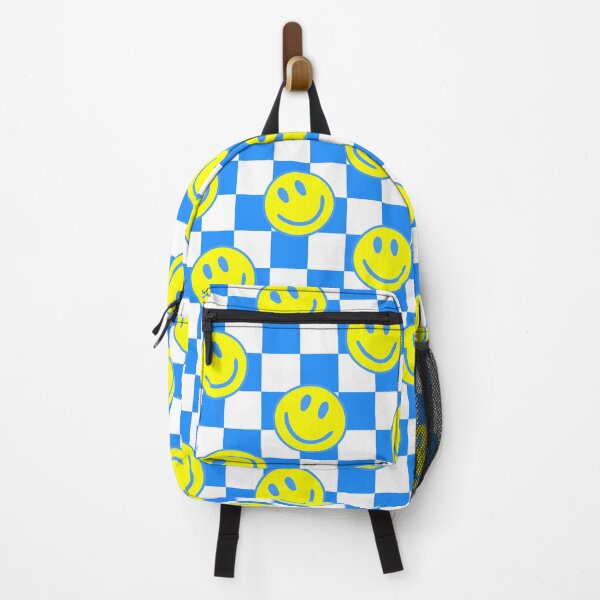 Item preview, blue happy face check groovy designed and sold by Gossip Rag.