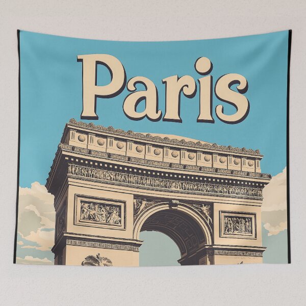 Item preview, Vintage Paris Arc de Triomphe Travel Poster designed and sold by Boddicca.